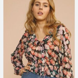 Rouje Zola Top in Tulipano Noir size 38